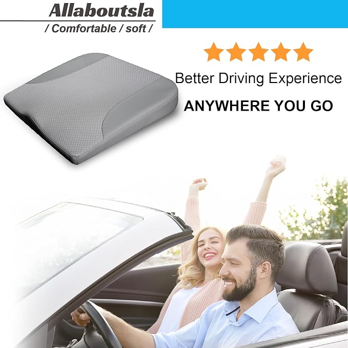 Allaboutsla Car Seat Cushion, Car Seat Cushions for Long Driving | Comfortable Memory Foam Driver Seat Cushion, Automotive Seat Cushions, Butt Pillow for Car,Truck, Office Chair, Gray - Image 6