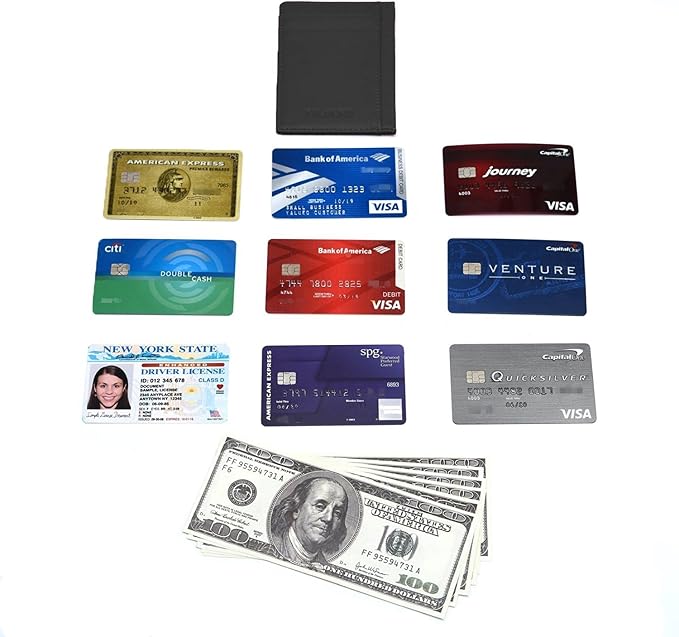 KALMORE womens Credit Holder Genuine Leather Slim Minimalist Card Case Wallet, Black With Id Window - Image 8
