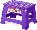Folding Step Stool 9 Inch, Non-Slip Foldable Stools for Kids, Purple | Heavy Duty Collapsible Foot Stool, Lightweight, Holds 300lb for Toddler/Adults Kitchen Bathroom Bedroom Outdoor, with Handle by ACSTEP