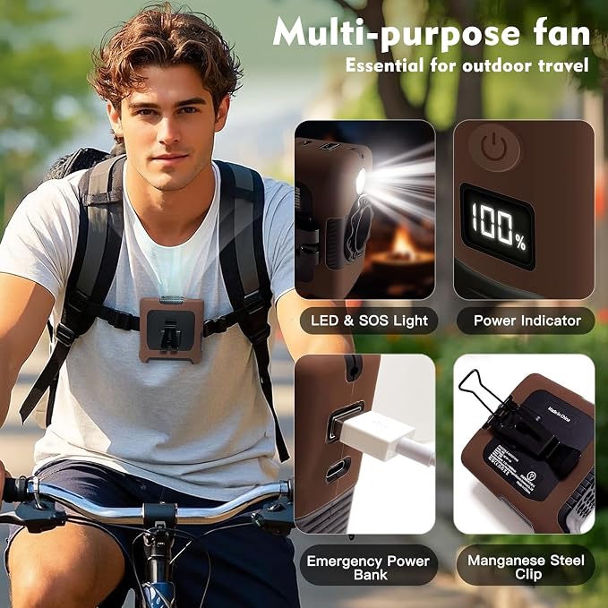FANSYJKJ Portable Waist Fan Personal Fan | Cooling Body,Clip Belt Shirt Fans For Outdoor,5 Speed,Max 55H Runtime,Low Noise - Image 6