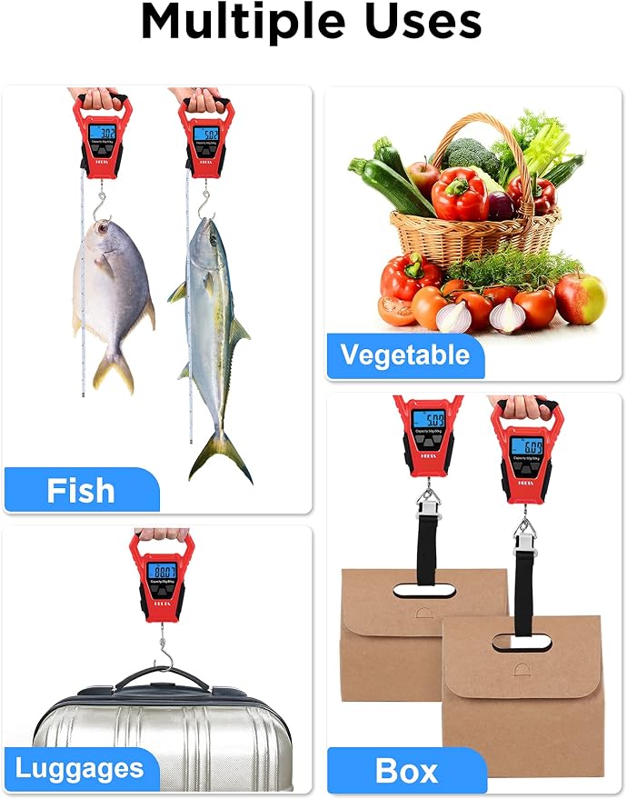HEETA Waterproof Fish Scale Digital Hanging Fishing Luggage Weight Scale | Up 110lb/50kg Portable Scale with Backlit LCD Display, for Home & Outdoor, Measuring Tape and 2 AAA Batteries Included - Image 7