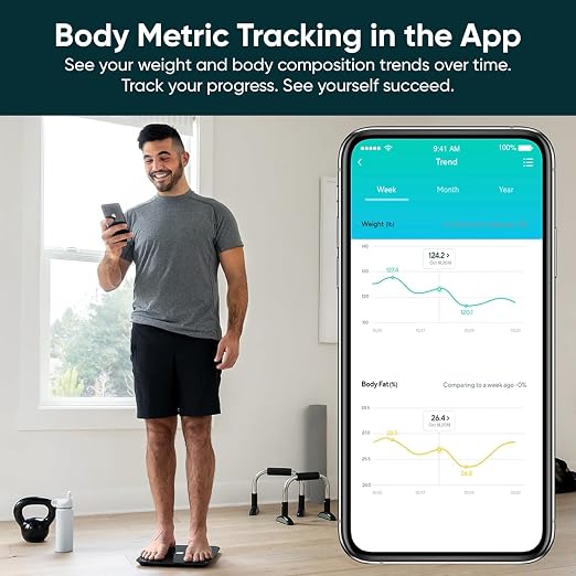 Wyze Smart Bathroom Scale & Body Analyzer, Bluetooth, 400 lbs, Black | Tracks 12 metrics, Crisp LED Display, Sync with Fitness Apps, Heart Rate Tracking, Auto-Recognition & Sharing - Image 3
