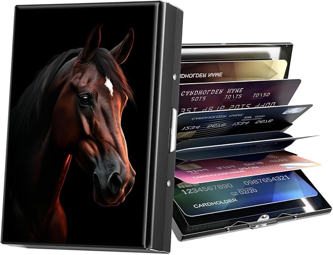 Metal Wallet,Credit Card Holder for Women Men,RFID Blocking Card Holder Wallet Mini Slim Aluminum Wallet ID Case Hard Card Case Business Card Holder Case,Brown Horse by ACWDMKH