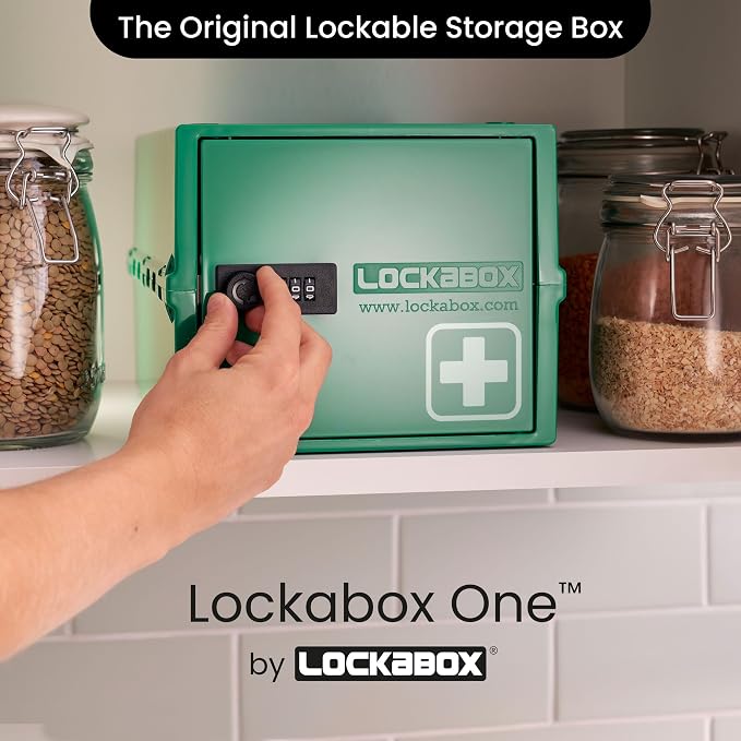 Lockabox One™ | Premium Medicine Lock Box | Medium Medication Lock Box With Code For Medicines, Vitamins & Supplements | External Size 12 x 8 x 6.6 inches (Medi Green) - Image 2