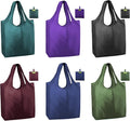BeeGreen Reusable Grocery Bags Heavy Duty Extra Large 6 Pack Foldable Tote Bag - Cloth Grocery Bags Machine Washable Polyester Fabrics Bulk Shopping Bag - Reusable Gifts for Women (Green Black) by BeeGreen