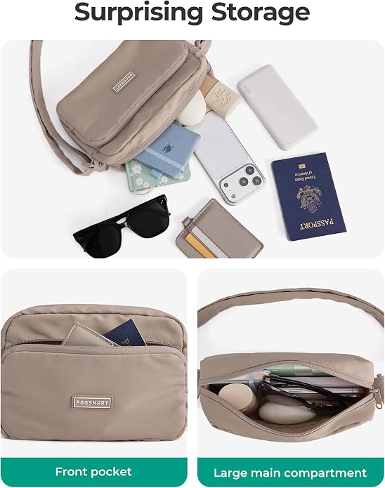 BAGSMART Mini Foldable Crossbody Bags for Women, Cute Travel Purses | 2.4L mini for daily travel campus, water-resistant sling bag, cute travel purse, classic shoulder bag - Image 5