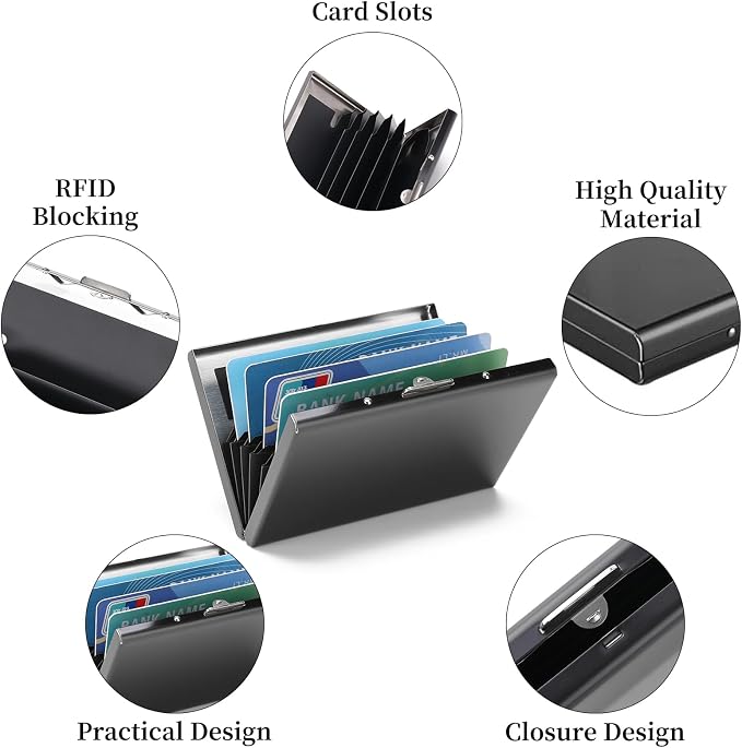 Stainless Steel Credit Card Wallet RFID Blocking Metal Case Pocket Business Card Holder for Women and Men - Image 4