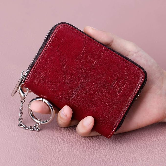 FurArt Zipper Wallet Women RFID Credit Card Holder keychain Wallet | ID Window RFID Blocking Compact Small business 15/16 slots - Image 4