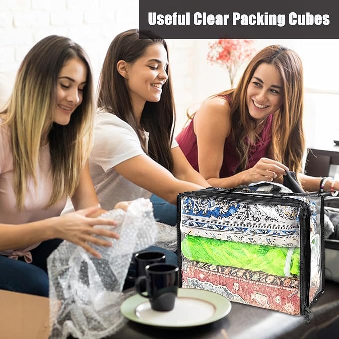 10 Pcs Extra Large Clear Travel Packing Cube，16 x 12 x 4 Clear Vinyl Zippered Storage Bags See Through Moving Bag Plastic Storage Bags PVC Multipurpose Pouch with Handle for clothing Storage - Image 4