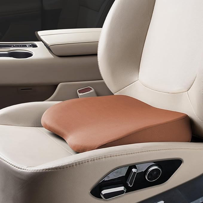 2 in 1 Wedge Car Cushions or Lumbar Support for Driving - 3.5 Inches Soft Memory Foam Driver Seat Cushion for Car Truck - Comfort Coccyx Cushion for Tailbone & Back Pain Relief, Brown by Unknown