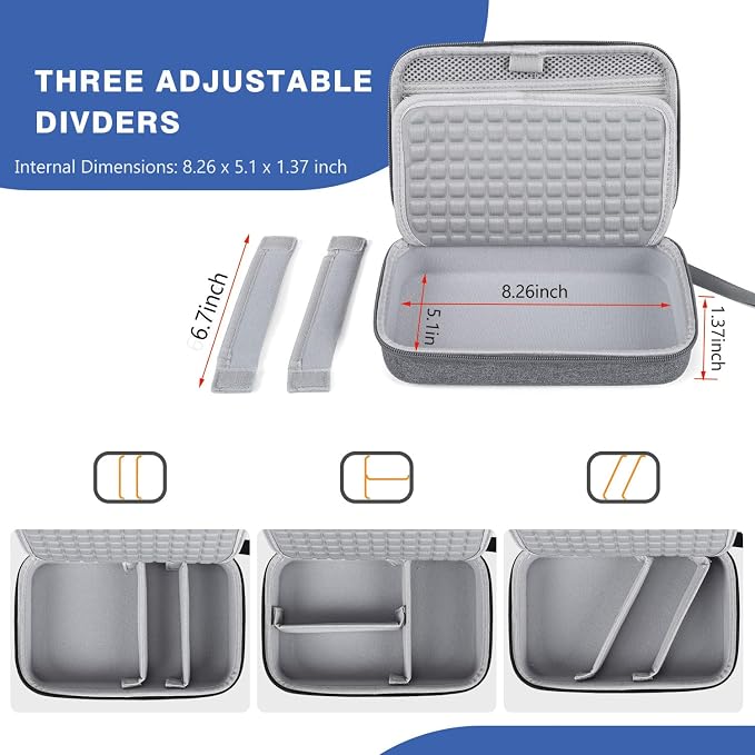 Hard Electronic Organizer Travel Case for MacBook Power Adapter Chargers Cables Power Bank Apple Magic Mouse Apple Pencil USB Flash Disk SD Card Hard Drive Waterproof Shockproof Carrying Case, Grey - Image 3