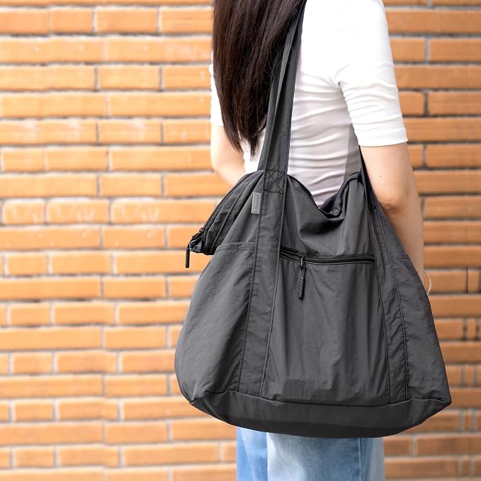 Ultra Light Packable Tote Bag Nylon for Travel, Lightweight Polyester Foldable Duffel Totes with Zipper, 25L Collapsible Compact Dark Grey - Image 3