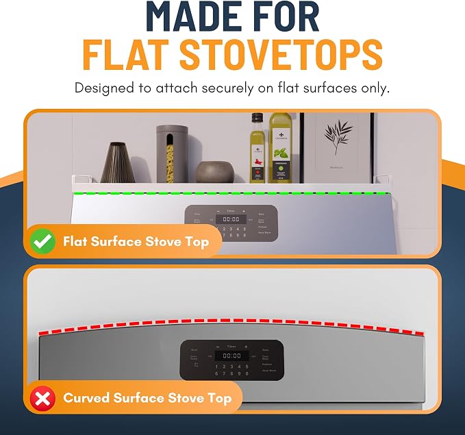 Extendable Steel Over the Stove Shelf for Back of Stove (16 to 30 Inches) Magnetic Stove Top Shelf for Kitchen Stove, Over Stove Shelf for Back of Stove - Over the Stove Spice Rack Shelf (White) - Image 4