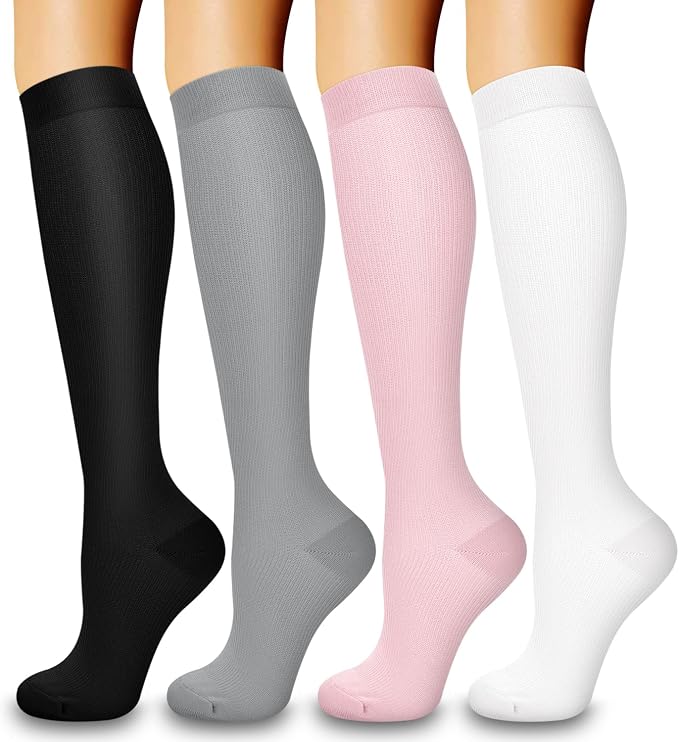4 Pairs Compression Socks for Women and Men-Circulation Best Support Socks for Running,Athletic,Cycling by Bluemaple