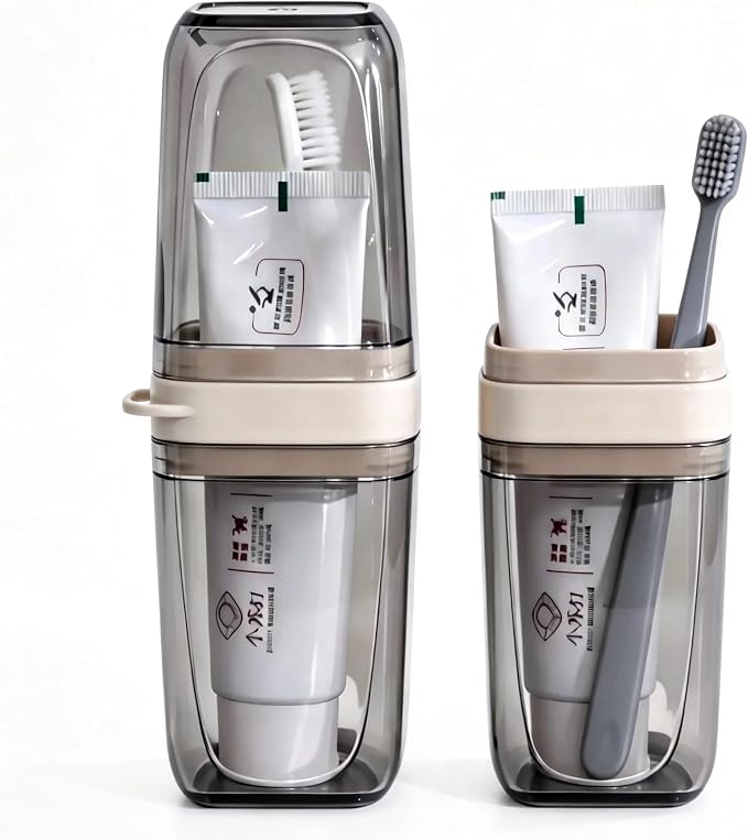 2-in-1 Travel Toothbrush and Toothpaste Case, Portable & Compact | Toothbrush Travel Case with 2 Mouthwash Cups, BPA-Free & Dustproof, Toothbrush Holder for Traveling Camping Dorm Bathroom - Image 8