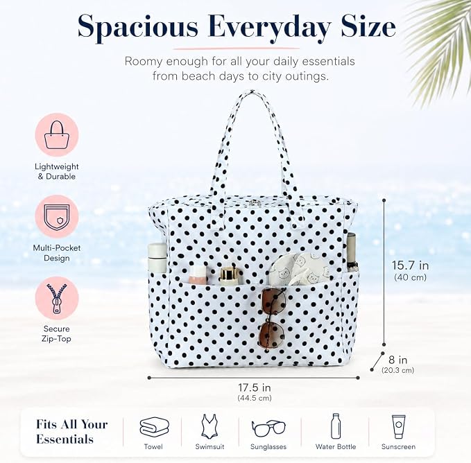 LEDAOU Beach Bag Waterproof Sandproof Women Beach Tote Pool Bag with Zipper for Swim Gym Grocery Travel with Wet Pocket | Sandproof - Image 4