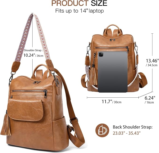 GAEKEAO Backpack Purse for Women PU Leather Anti-theft Backpack Ladies Convertible Large Travel Designer Fashion Shoulder Bag - Image 4