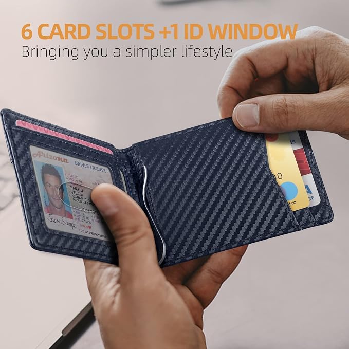 RUNBOX Slim Wallet for Men Genuine Leather RFID Blocking Bifold Minimalist Front Pocket Mens Wallet with Money Clip Thin Gift Box - Image 6