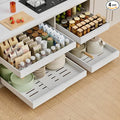 Expandable Pull Out Cabinet Organizer,16.5-26.7" Wx21''D,4 Pack | Upgraded 3 Quiet Slide Rails, Nano-Film Adhesive Fixing, White, Fit Kitchen/Living Room/Bathroom/Vanity by LEGUANG