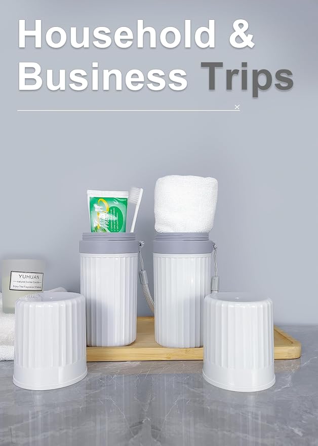 Toothbrush Travel Case, Grey Toothbrush Holder Travel | Large Travel Toothbrush Cup Case, Portable Travel Toothbrush Container for Traveling, Camping, Business, and School - Image 6