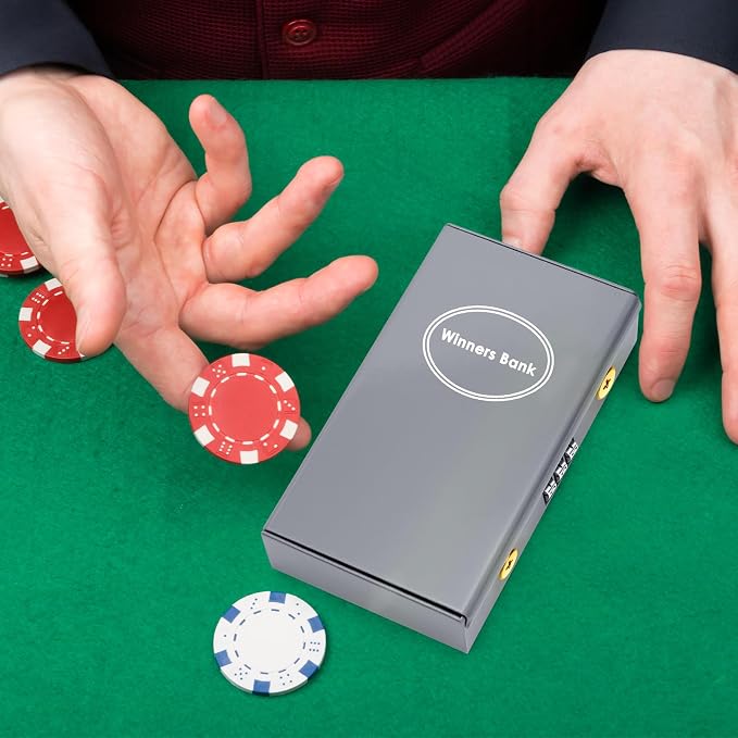 Reallnaive 1 Pack Metal Box for Gamblers Pocket Sized Winner Bank Casino Cash Box with 2 Keys Portable Casino Money Safe strongbox for Cash Saving Go Home Money Gifts(Silver,Coded) - Image 5