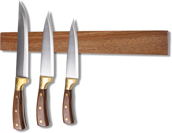 Yuoyar Wooden Magnetic Knife Holder - 15.5" Magnetic Knife Strips for Wall - knife storage kitchen accessories (15.5in) by YUOYAR