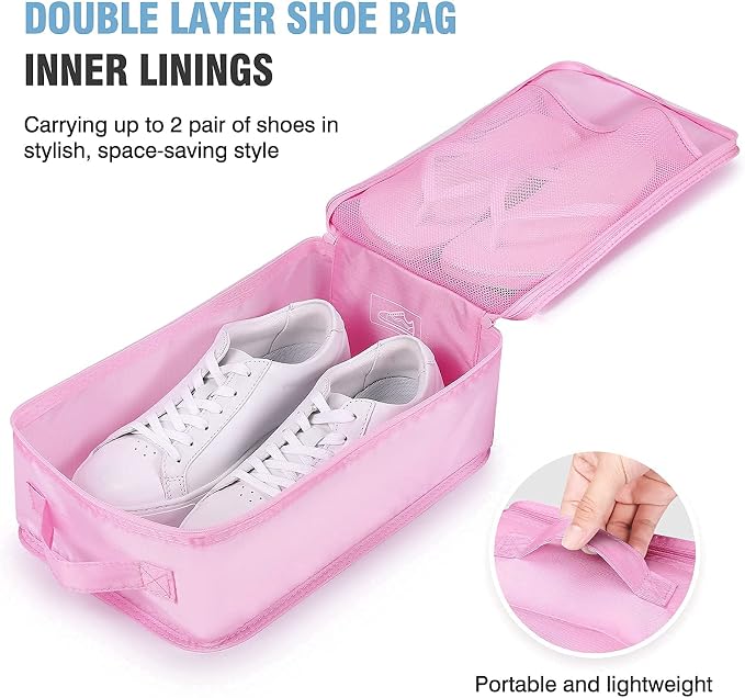 Mossio 6 Set Packing Cubes with Shoe Bag - Lightweight Travel Luggage Suitcase Organizers - Image 2