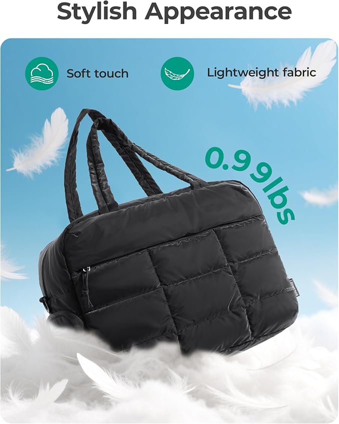 BAGSMART Gym Bag for Women, Carry on Travel Duffel Bag, Water-resistant Weekender with Shoe Compartment for Gym Travel Work, Black, Medium - Image 7