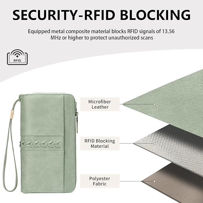 Wallets for Women Trifold Wristlet Wallets Large Capacity RFID Blocking Ladies Purse Credit Card Holder - Image 6