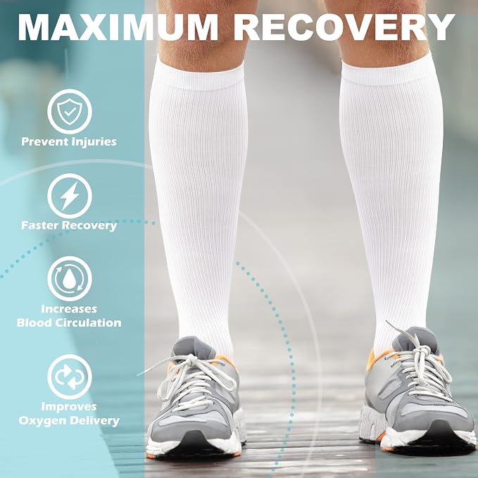 Medical Compression Socks for Women and Men 3 Pairs 20-30 mmHg Knee High Christmas Compression Stockings Circulation Best for Running Athletic Nurses - Image 5