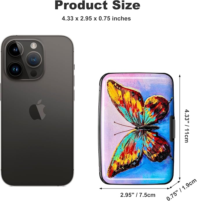 RFID Blocking Credit Card Protector Aluminum ID Case Hard Shell Business Card Holders Metal Wallet for Men or Women (One Butterfly) - Image 4