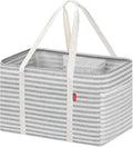 LHZK Standing Utility Tote Bag with Metal Wire Frame and the Sides Rinforced, Large Tote Bag with Handle, Reusable Grocery Bags Foldable, Beach Bag, Car Tote (Gray, 18.5''x11.8''x11.5'') | Metal Wire Frame by LHZK