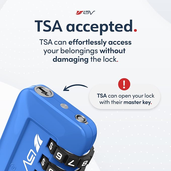 TSA Accepted Luggage Travel Lock, Set-Your-Own Combination Lock for School Gym Locker, Luggage Suitcase Baggage Locks, Filing Cabinets, Toolbox, Case (Blue, 1 Pack) - Image 4
