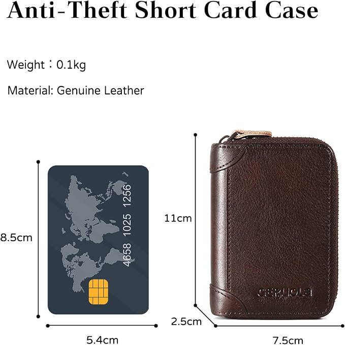 Card Bag Cowhide Wallet Men Coin Purse RFID Blocking Card Case Portable Card Holder Coin Bag Pouch with 12/20/30/45 Card Slots Coffee A - Image 3