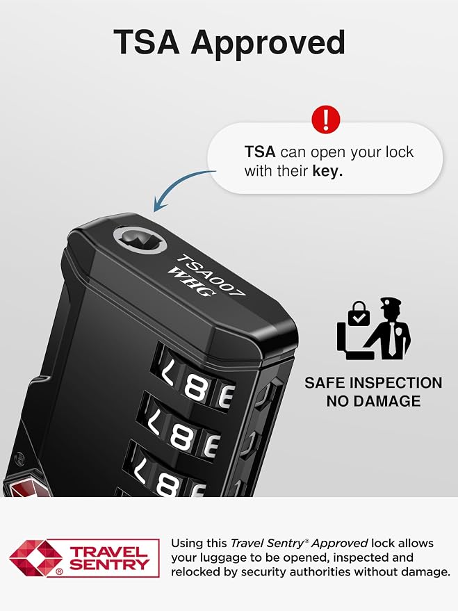 Puroma TSA Approved Travel Luggage Locks, 4 Pack Black 4 Digit Resettable Combination Code Lock with Zinc Alloy Body for Suitcase, Backpack, Laptop Bag, Gym Locker, Toolbox - Image 3