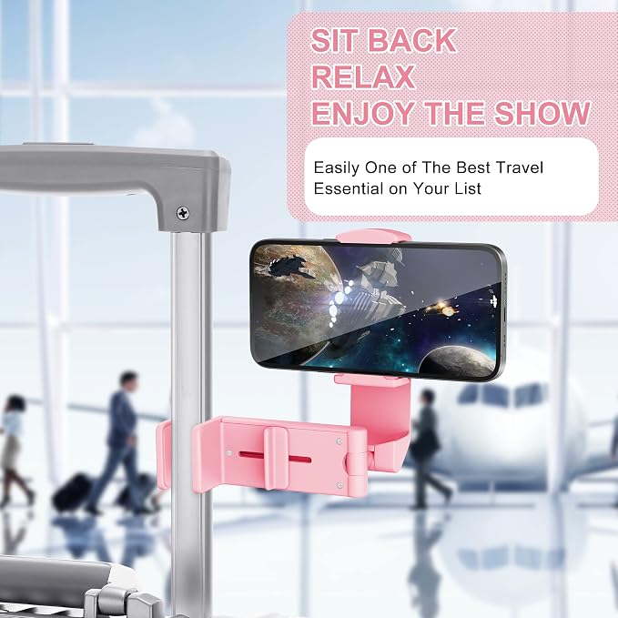 Perilogics Airplane Phone Holder Mount Universal in Flight Hands Free Viewing with Multi-Directional Dual 360 Degree Rotation (Black/Pink) - Image 5