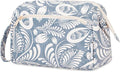 Narwey Women Makeup Bag Wide-open Make up Bag Travel Cosmetic Organizer Toiletry Bag for Cosmetics Toiletries Accessories (Blue Leaf) by Narwey