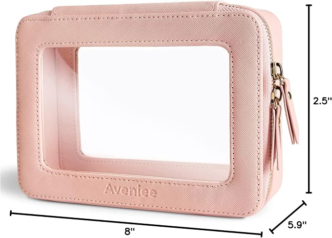 Aveniee Clear Makeup Bag Organizer, Travel Toiletry Bag for Women, Waterproof Cosmetic Pouch with Zippers,Car Accessories Organizers and Storage Case,Pink,Medium Classic - Image 8