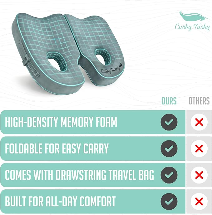 Premium Foldable Piriformis Seat Cushion - Piriformis Pain and Sciatic Pain Relief Cushion - for Home & Office Use, Perfect for Travel or Driving - Image 8