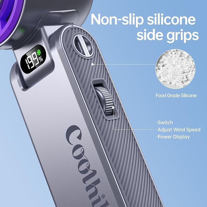 Handheld Portable fan with Turbo Cooling, Speed(1-199) 5500mAh | 20000 RPM Hand Held Fan Rechargeable Powerful Mini Personal fan for Travel, Outdoor, Beach & Makeup - Image 7