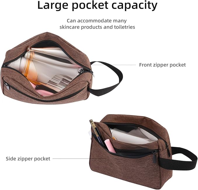 Icramsy Travel Toiletry bag Toiletry bag for women men Hanging Cosmetic bag Travel accessories for Women Men (Brown) - Image 4
