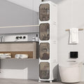 4 Tier Slim Bathroom Storage Cabinet, Foldable and Movable, White | Tools Free, ABS and PET, Magnetic Clear Door, Adjustable Shelves, Lockable Wheels, Water Resistant, For Narrow Space by Neathub