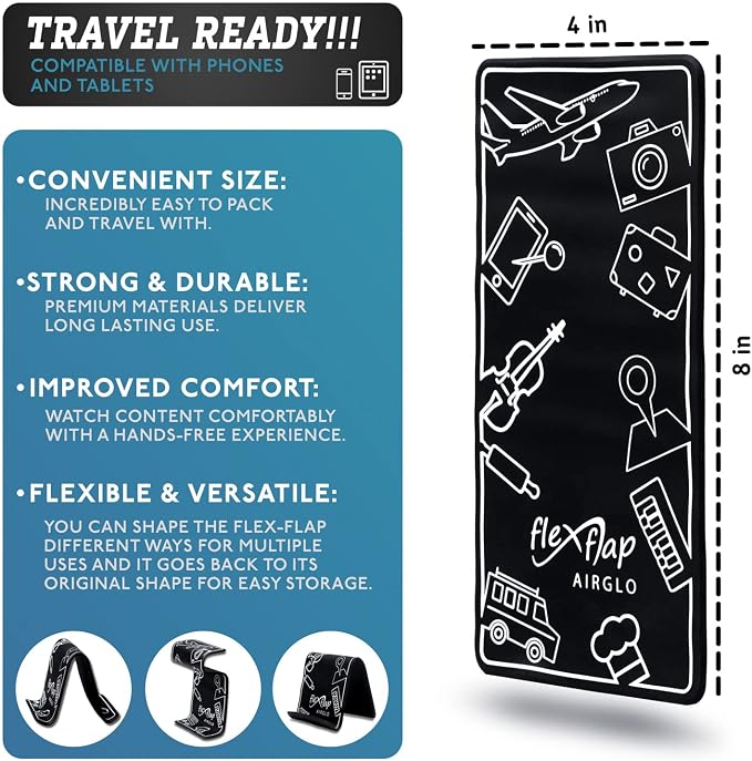 AirGLO Flex Flap - Adjustable, Portable Phone Stand for Travel, Home, Desk, Bed, Treadmill, iPad, Tablet - Image 2