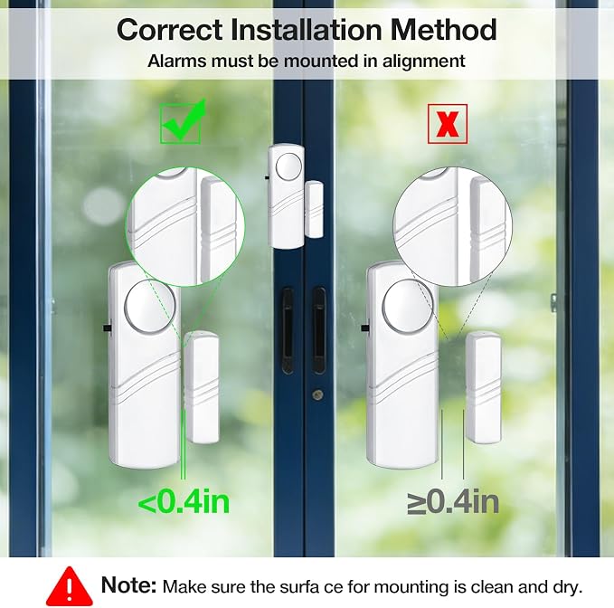 PLOJOP Security Window Door Alarm, Portable 90dB Wireless Sensor for Home & Travel Security, Easy DIY Installation, No Tools Needed (Battery Not Included) - Image 7