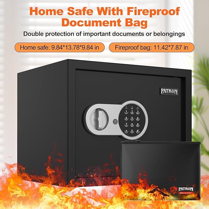 [ 1.2 Cu.ft. ]PATRON Fireproof Safe for Home,Digital Security Home Cabinet Safes for Money Cash Documents,Safe Box with Electronic Keypad,Removable Shelf for Office Business 1.2 Cu.ft. - Image 2