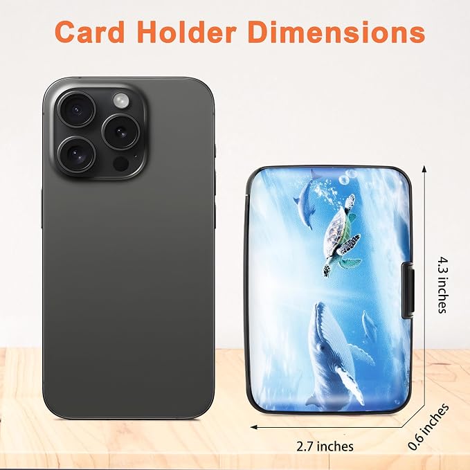 Mayski 2 Pack Credit Card Holder for Women RFID Blocking Wallet, Ocean | Card Wallets for Women Small Mini Business Metal Accordion Aluminum Alloy Hard Case for Men - Image 5