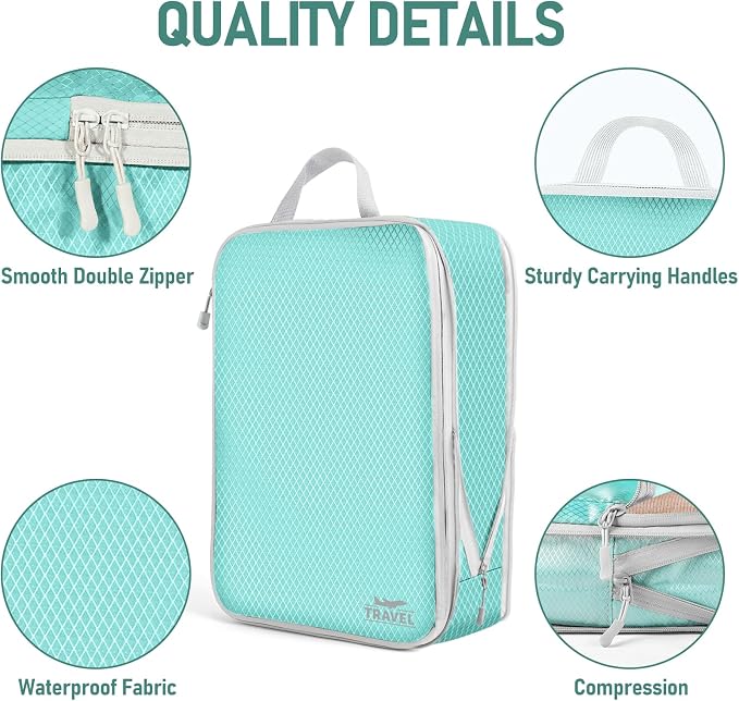 6 Set Compression Packing Cubes, Suitcase Organizer, Lightweight Travel Essentials, Compression Bags For Travel Accessories Luggage Storage Set (6Pcs, Blue) - Image 4