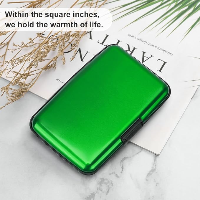 Mini RFID Aluminum Wallet Credit Cards Holder Business Card Case Metal ID Case for Men Women (Green) - Image 6