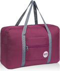 WANDF Foldable Travel Duffel Bag Luggage Sports Gym Water Resistant Nylon (Wine Red) | 18x14x8 inches, Airline Underseat Aprroved, Weekend Overnight Trips, Lightweight Packable by WANDF