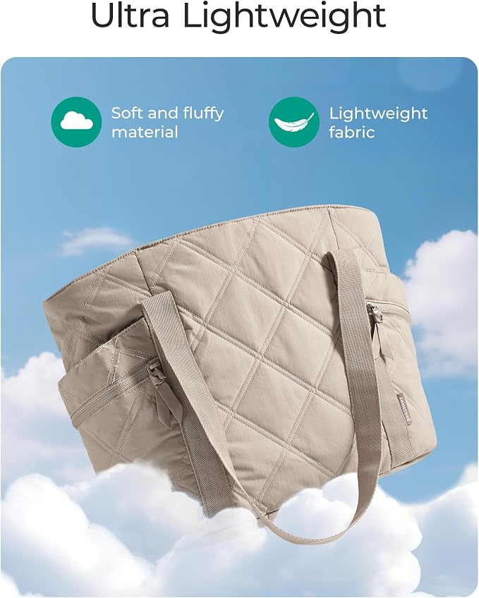 BAGSMART Crush Tote Bag for Women, 20L Puffer Work Tote with Zipper | Quilted Nurse Hospital Bag For Travel College Gym - Image 6